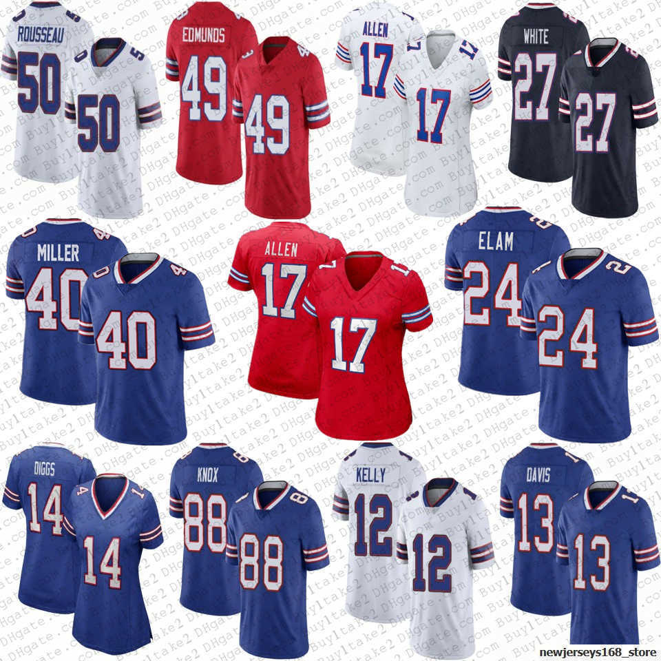 Jersey 17 Josh Allen 24 Kaiir Elam Stefon Diggs 40 von Miller Buffalo''Bills''Football Jersey Gabriel Davis Dawson Knox Tyler Bass''nfl''Jersey, Women
