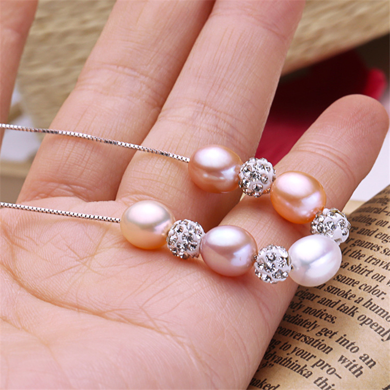 Beaded Necklaces Genuine 925 Sterling Silver Pendant Necklace Natural Freshwater Pearl Choker Necklace For Women Jewelry Fashion Gift 220929