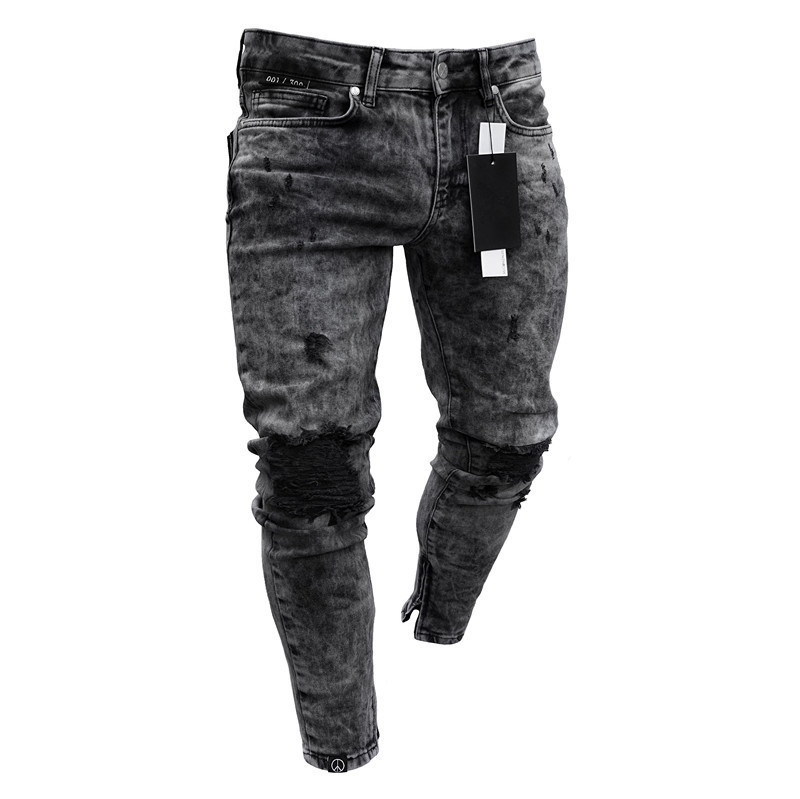 Mens Jeans Men Stretchy Ripped Skinny Biker Embroidery Print Jeans Destroyed Hole Taped Slim Fit Denim Scratched High Quality Jean 220929wtt