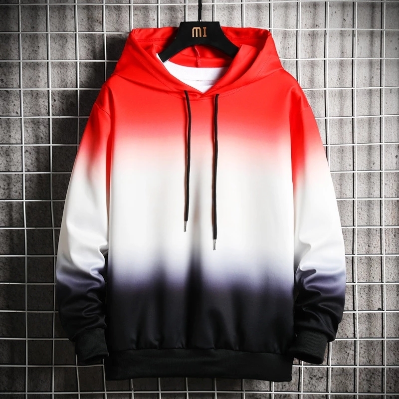 Men's Hoodies Sweatshirts Men Harajuku Spring Casual Hip Hop Streetwear Male Hooded Pullover Tops Gradient Patchwork 220929