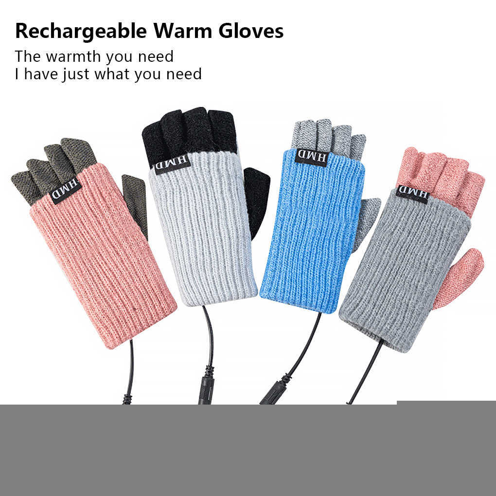 Home Heaters Fabric Fingerless Gloves Winter Soft Windproof Fast-heating Hand Washable Indoor Office Mittens Protector Blue Y2209