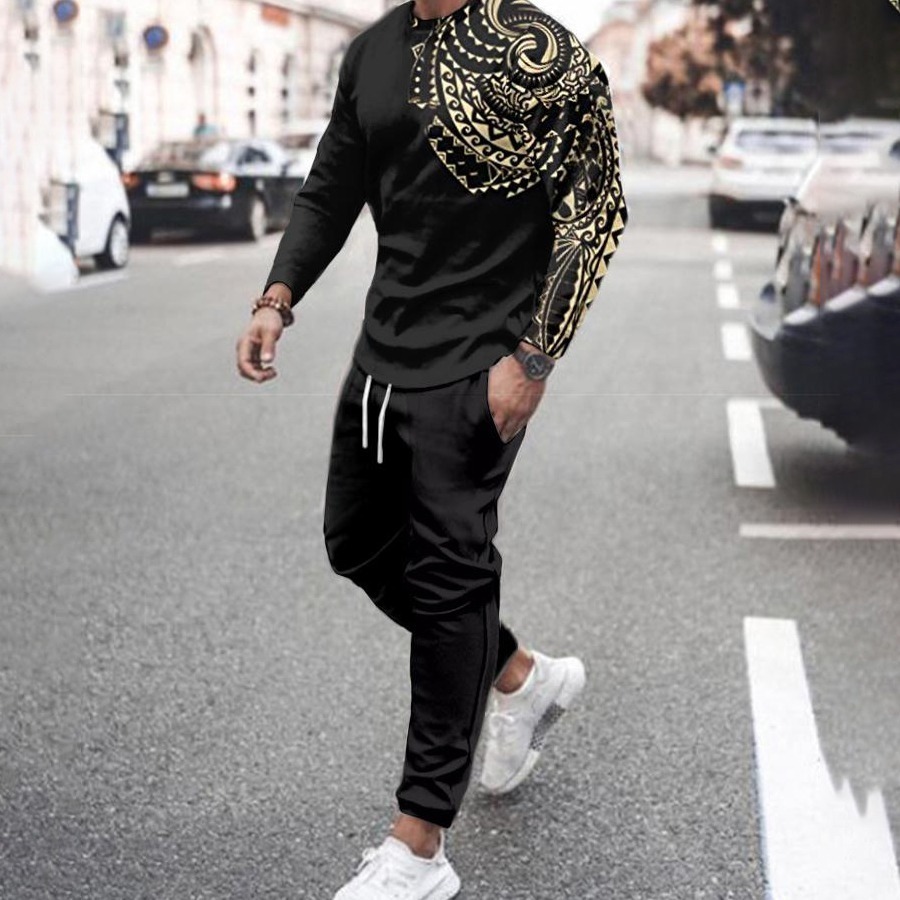 Men's Tracksuits Tracksuit Spring Autumn Clothes Outfit 2 Piece Sets Long-sleeve T-shirt Casual Outdoor Street Style Set O-neck Sportswear 220929