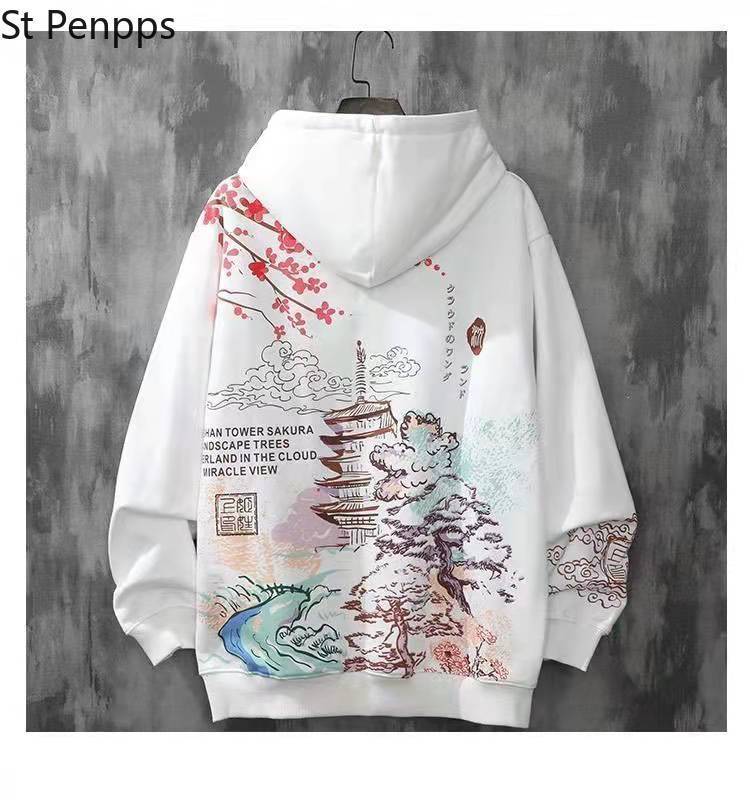 Men's Hoodies Sweatshirts Anime Chinese Style Men Black Harajuku Oversized Pullovers For Women 220929