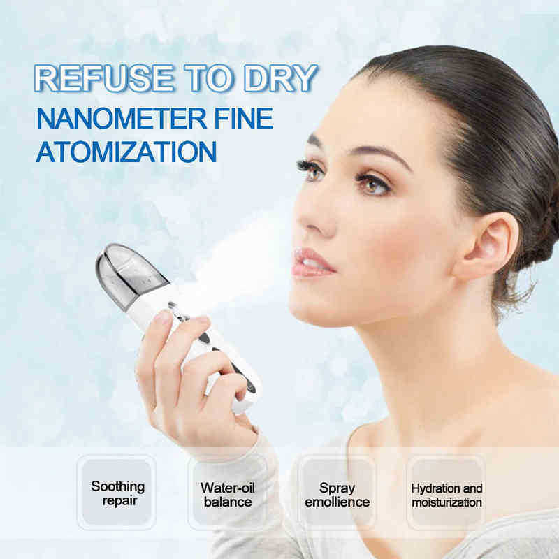 Portable Nano Ionic Facial Steamer Face Sprayer Machine Beauty Steaming Device Skin Testing and Hydrating Instrument 220516