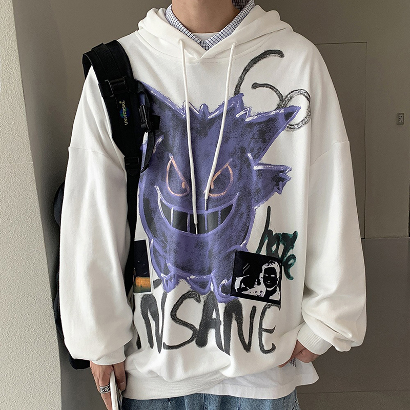 Men's Hoodies Sweatshirts Man Hip Hop Autumn Winter Casual Insane Print Tops Hooded Boy Long Sleeve Loose Pullovers Clothes Outerwears 220929