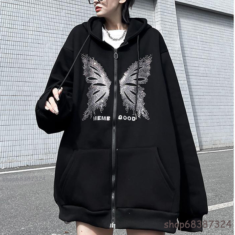 Men's Hoodies Sweatshirts Y2K Streetwear Hoodie Tops Punk Gothic Oversized Skull Wing Evil Flame Unisex Cardigan Zipper Sweatshirt Men Women Jack