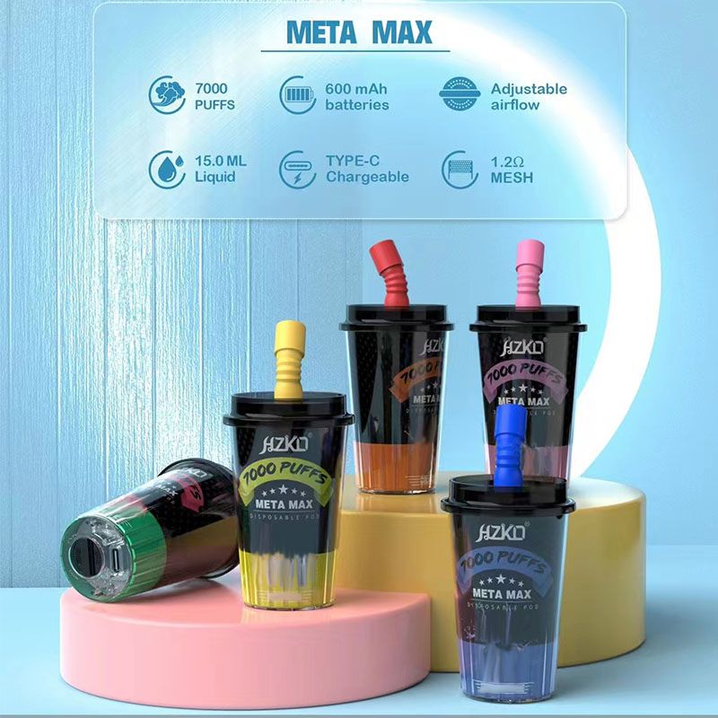 Original HZKO meta max 7000Puffs Disposable E-cigarettes Pod Device 15ml capacity 600mAh Vape Rechargeable type 1.2 mesh air flow idol max
Original HZKO meta max 7000Puffs Disposable E-cigarettes Pod Device 15ml capacity 600mAh Vape Rechargeable type 1.2 mesh air flow idol max