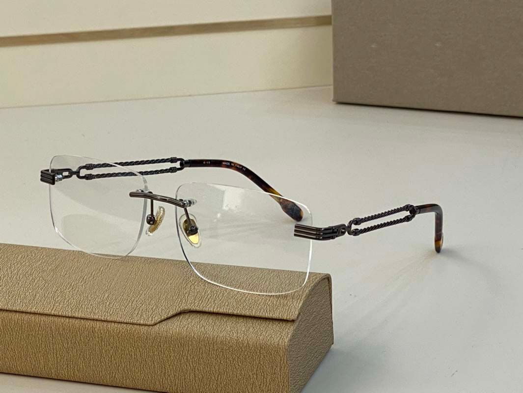 metal frame rectangle eyeglass Business Style Man Sunglasses Frames Clear glasses Frameless Gun Gold Optical Frame High end Custom Prescription lenses