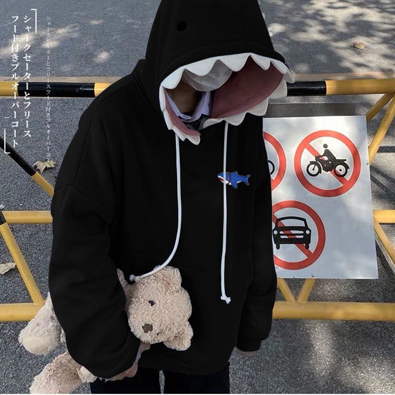Men's Hoodies Sweatshirts Funny Shark Patchwork Man Autumn Kawaii Sweatshirt Casual Long Sleeve Pullover School Couple Clothes 220929