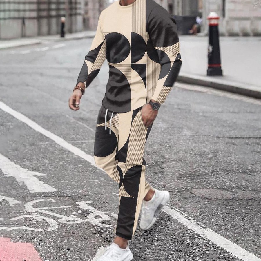Men's Tracksuits Tracksuit Spring Autumn Clothes Outfit 2 Piece Sets Long-sleeve T-shirt Casual Outdoor Street Style Set O-neck Sportswear 220929