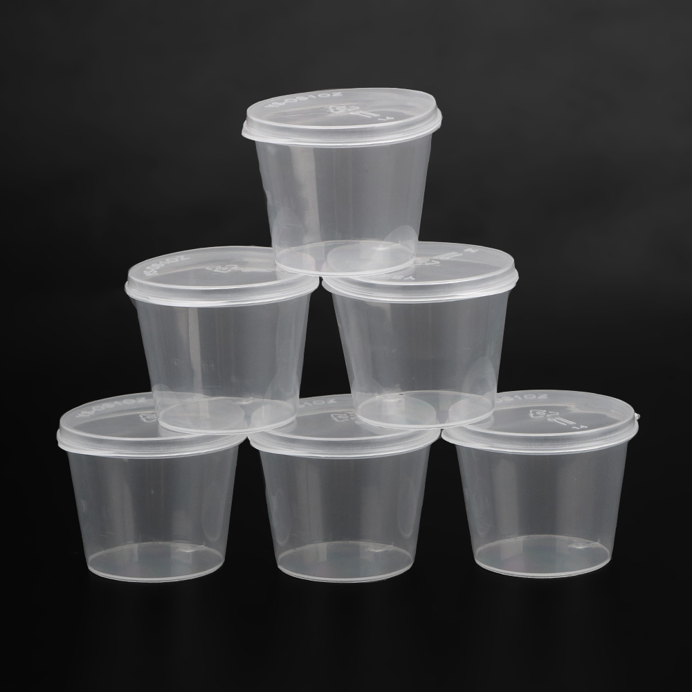 Storage Bottles Jars Wholesale 100pcs Disposable Clear Plastic Sauce Pot 30ml Chutney Cups Slime Container Box With Lids Kitchen Organizer 220930 - view 6