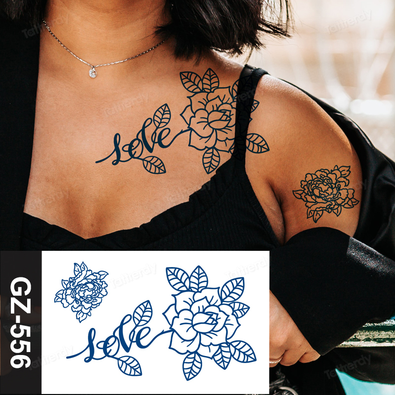 Temporary Tattoos 8pcs lot herbal juice tattoo stickers semi permanent lasting women waterproof sweat plant ink rose flowers 220930