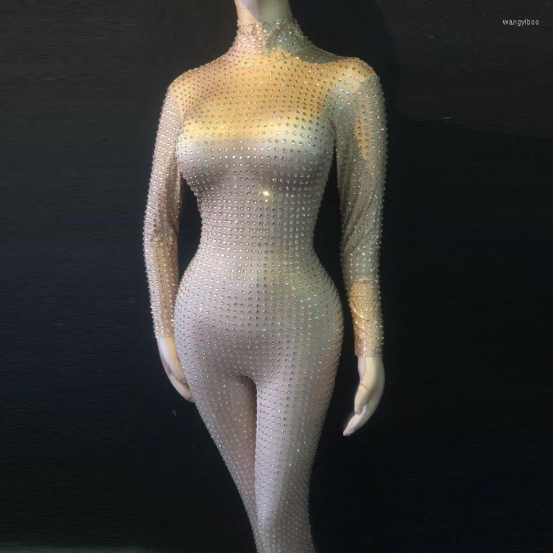 Women's Jumpsuits Women's & Rompers Rhinestones Sparkly Jumpsuit Fashion Sexy Nude Big Stretch One-piece Bodysuit Outfit Party, Beige 
Women's Jumpsuits Women's & Rompers Rhinestones Sparkly Jumpsuit Fashion Sexy Nude Big Stretch One-piece Bodysuit Outfit Party, Beige