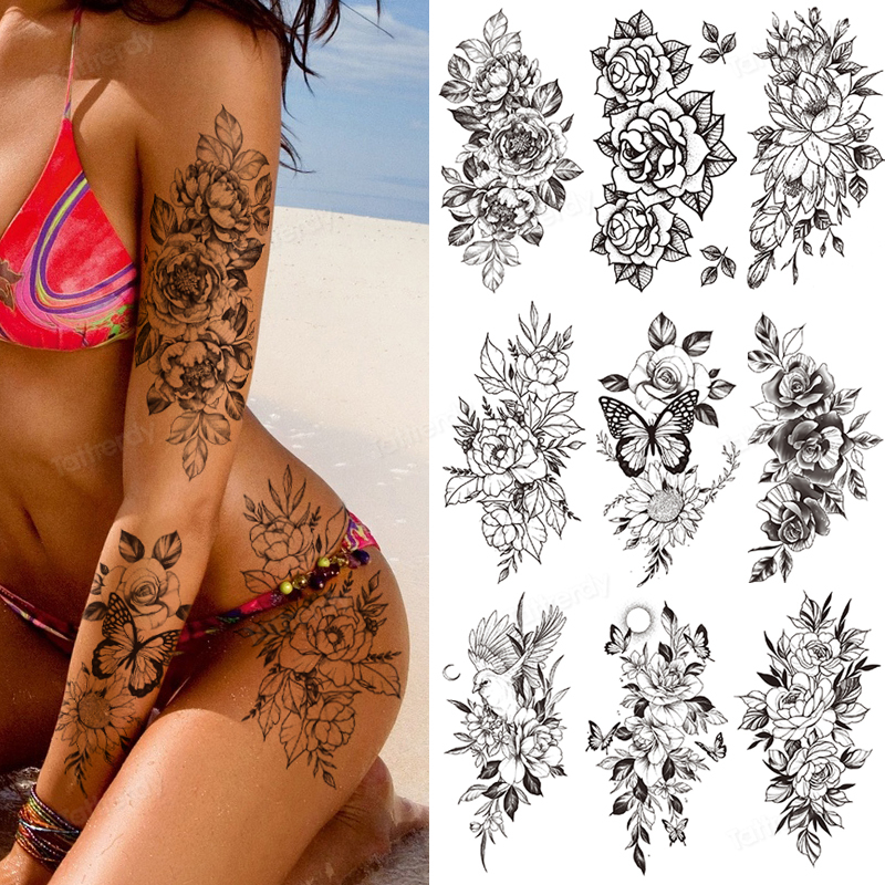 Temporary Tattoos 10pcs lot sketch flowers tattoo designs sexy body art painting black sticker for women girl adult arm thigh sleeve tatoo 220930
Temporary Tattoos 10pcs lot sketch flowers tattoo designs sexy body art painting black sticker for women girl adult arm thigh sleeve tatoo 220930