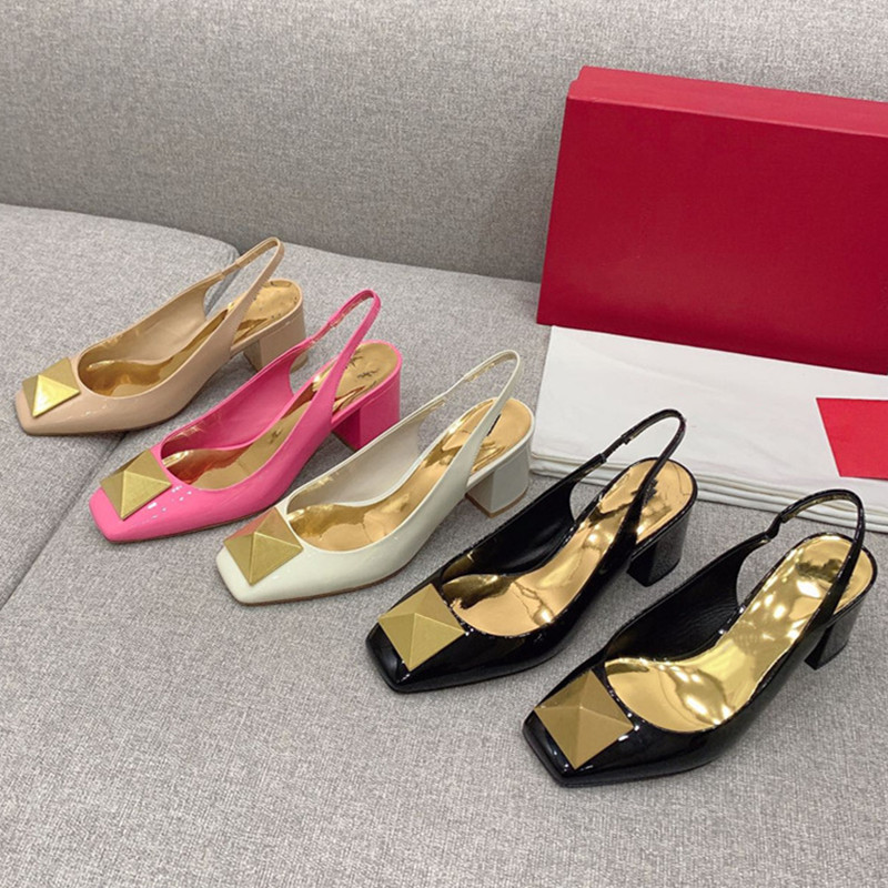 Womens Spring Summer Slingback Shoes Elegant Stud Sandal High Block Heel Closed Toe Genuine Patent Leather Ankle Strap
Womens Spring Summer Slingback Shoes Elegant Stud Sandal High Block Heel Closed Toe Genuine Patent Leather Ankle Strap