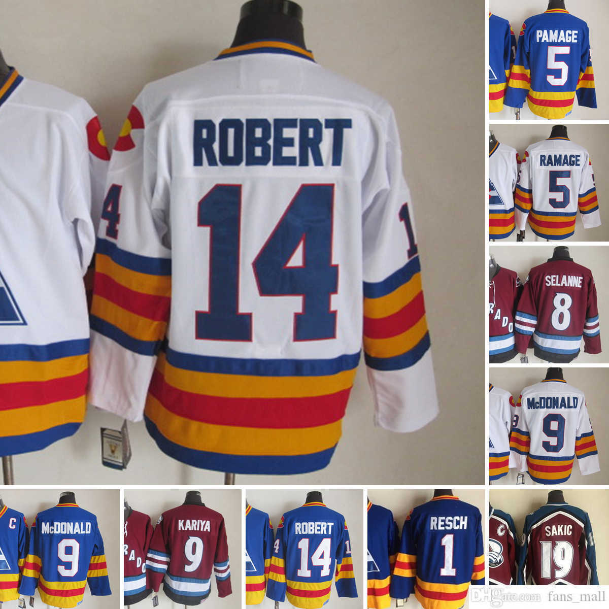 Movie CCM Vintage Ice Hockey 9 Lanny McDonald Jerseys Stitched 14 Rene Robert 19 Joe Sakic 5 Rob Ramage 8 Teemu Selanne 1 Chico Resch Jersey Black Red White, Separatejerseys. tell me on order
Movie CCM Vintage Ice Hockey 9 Lanny McDonald Jerseys Stitched 14 Rene Robert 19 Joe Sakic 5 Rob Ramage 8 Teemu Selanne 1 Chico Resch Jersey Black Red White, Separatejerseys. tell me on order