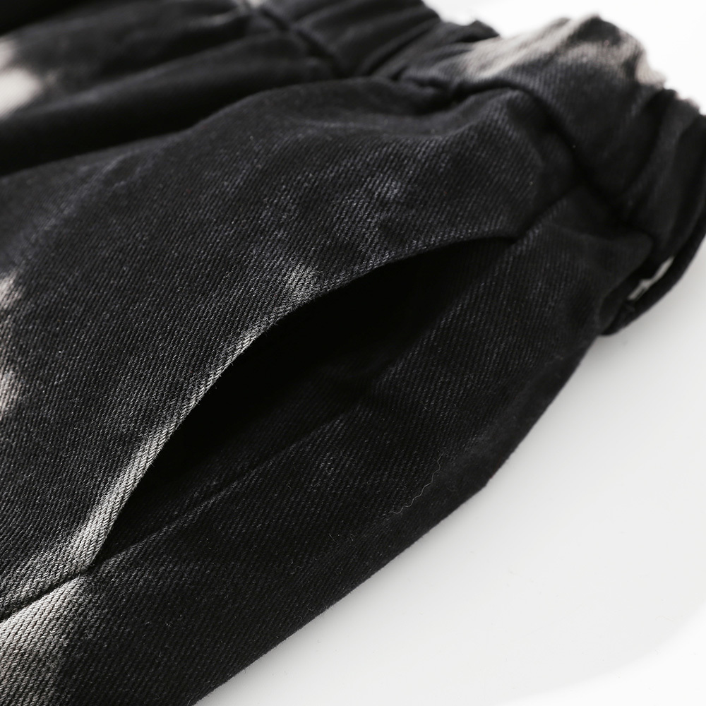 Mens Jeans Aolamegs Men Tie Dye Print Style Denim Pants Baggy Elastic Waist Straight Trousers High Street Punk Cool Streetwear 220929wtt