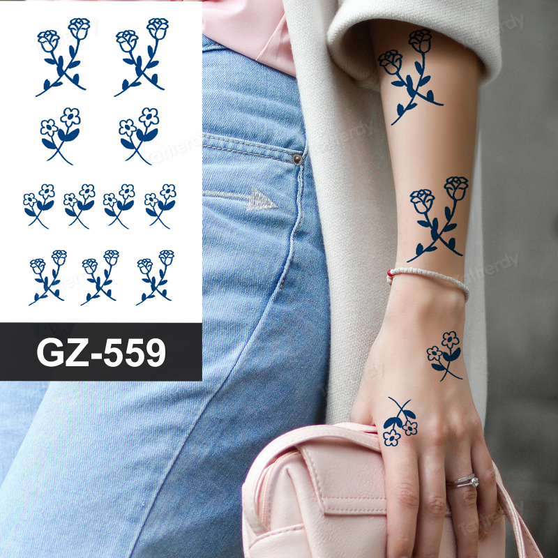Temporary Tattoos 8pcs lot herbal juice tattoo stickers semi permanent lasting women waterproof sweat plant ink rose flowers 220930