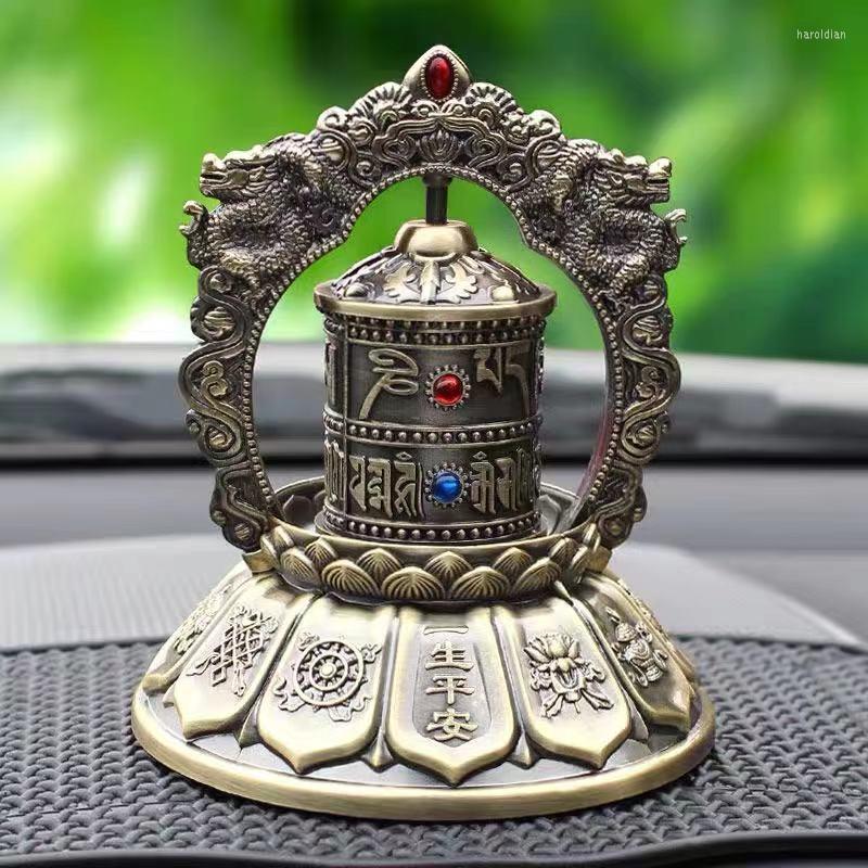 Interior Decorations Creative Solar Car Ornaments Rotating Buddhist Tibetan Scriptures Prayer Wheel Guanyin Religion