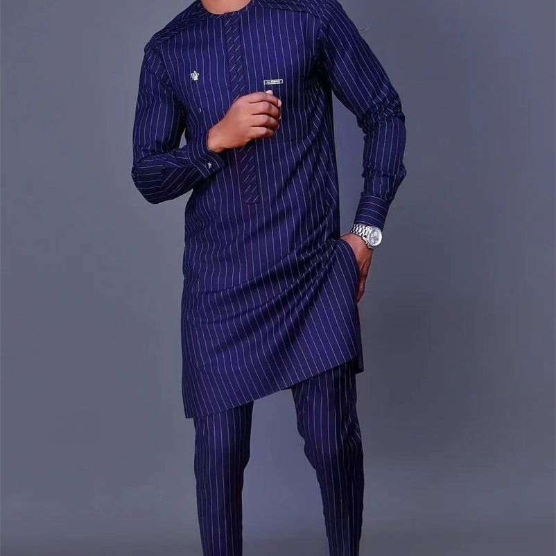 Men's Tracksuits Striped Print Long Sleeve Setting Ethnic Suit Top Pants 2 Pieces Outfit men Clothing Dashiki Shirt Trouser 220930, Dark blue
Men's Tracksuits Striped Print Long Sleeve Setting Ethnic Suit Top Pants 2 Pieces Outfit men Clothing Dashiki Shirt Trouser 220930, Dark blue
