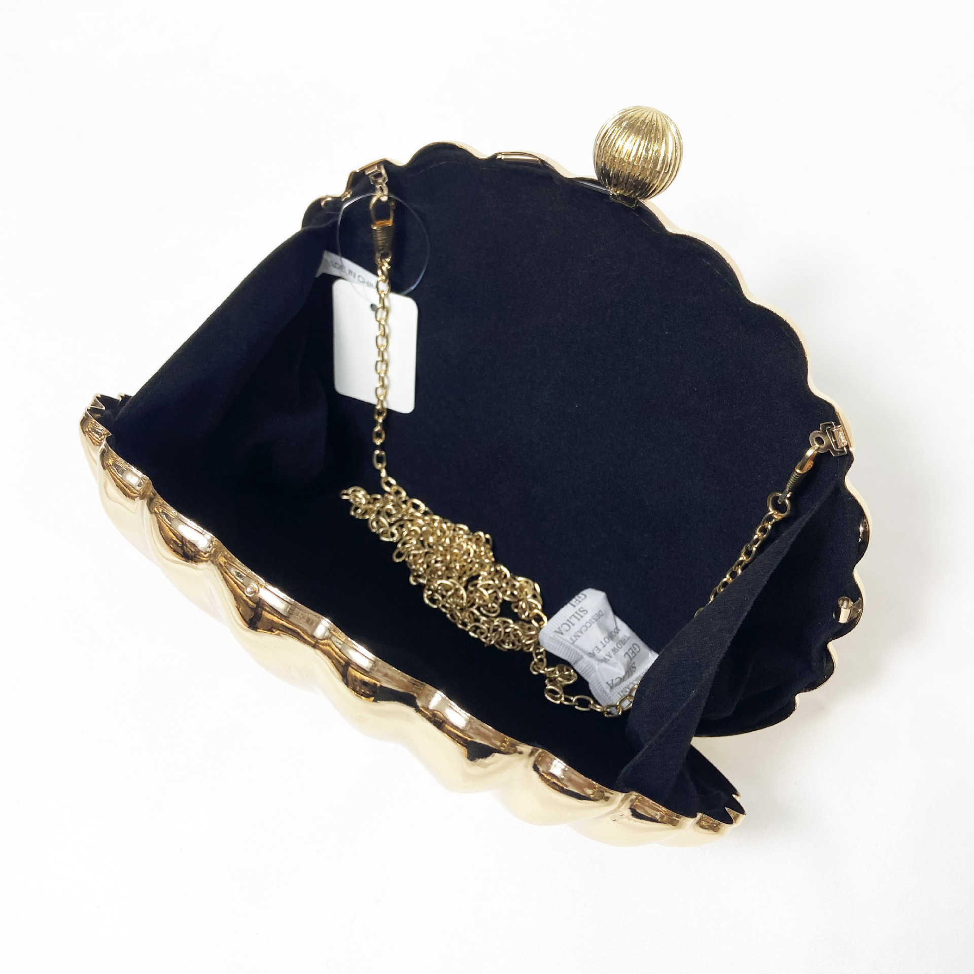 Evening Bags 2022 New Metal Evening Clutch Purse Shell Shaped Wedding Wallets Mini Banquet Shoulder Bags 3 Colors Drop Shipping L220929