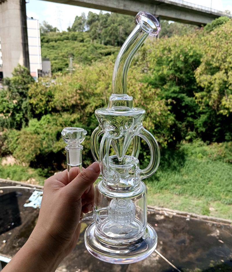 14 inch Clear Glass Water Pipe Recycler Bong Hookahs Female 14mm Oil Dab Rigs with Tire Perc Bowl Accessories
14 inch Clear Glass Water Pipe Recycler Bong Hookahs Female 14mm Oil Dab Rigs with Tire Perc Bowl Accessories
