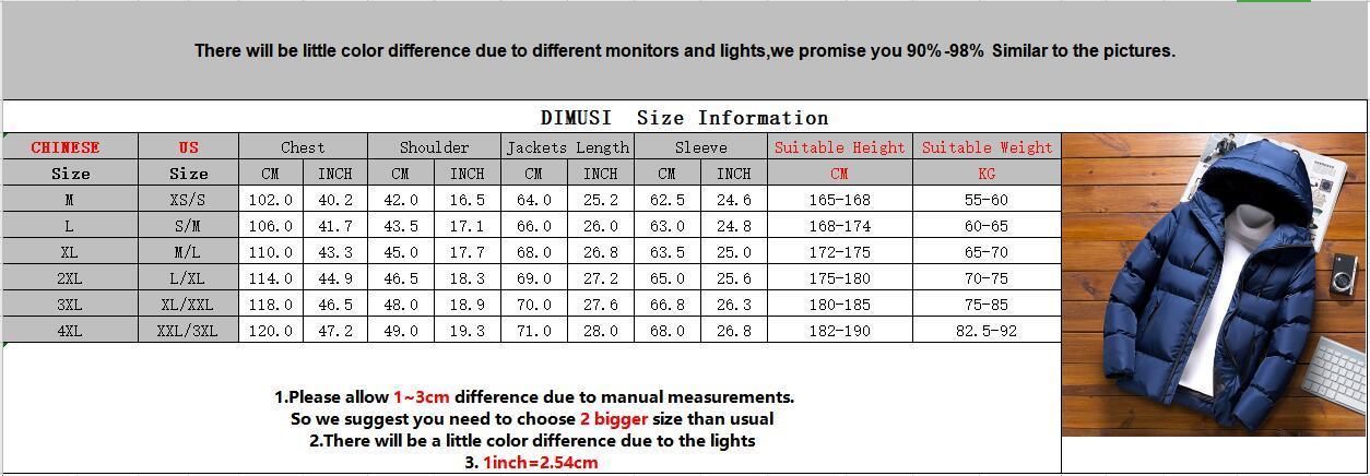 Men's Down Parkas DIMUSI Winter Men's Jacket Fashion Man Cotton Thick Warm Hooded Parkas Casual Outwear Thermal Sportwear Jackets Men Clothi