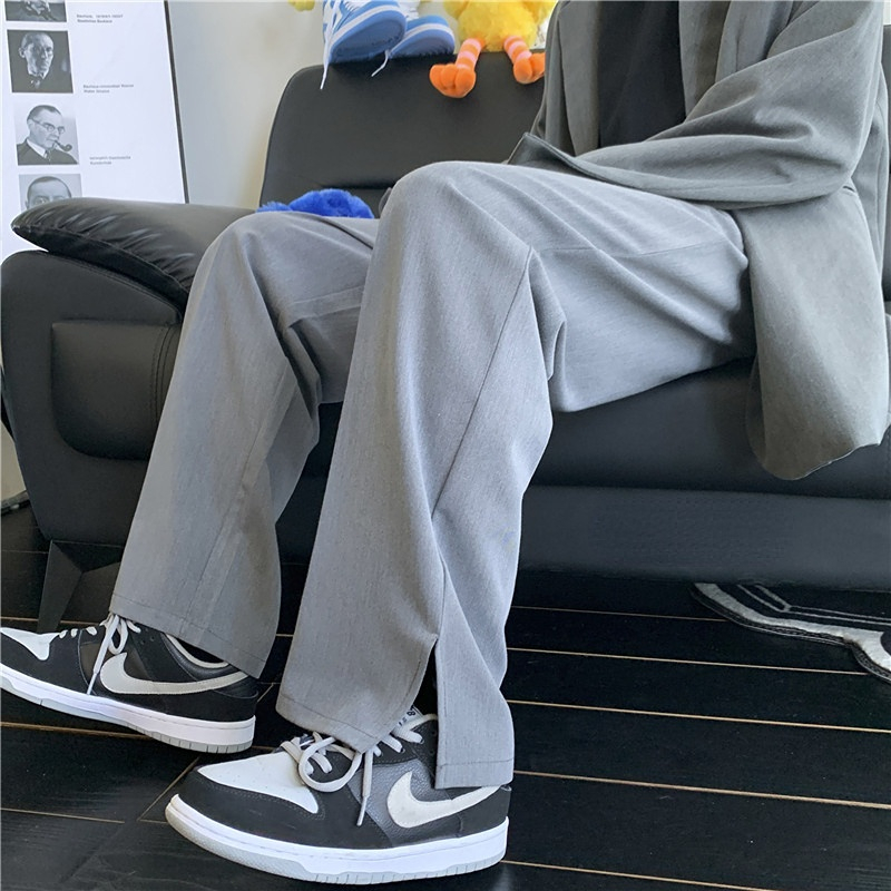 Mens Pants Summer Fashion Casual Trousers Men Loose Straight Side Men Suit Pants Korean Casual Pants Boutique Clothing 220929
