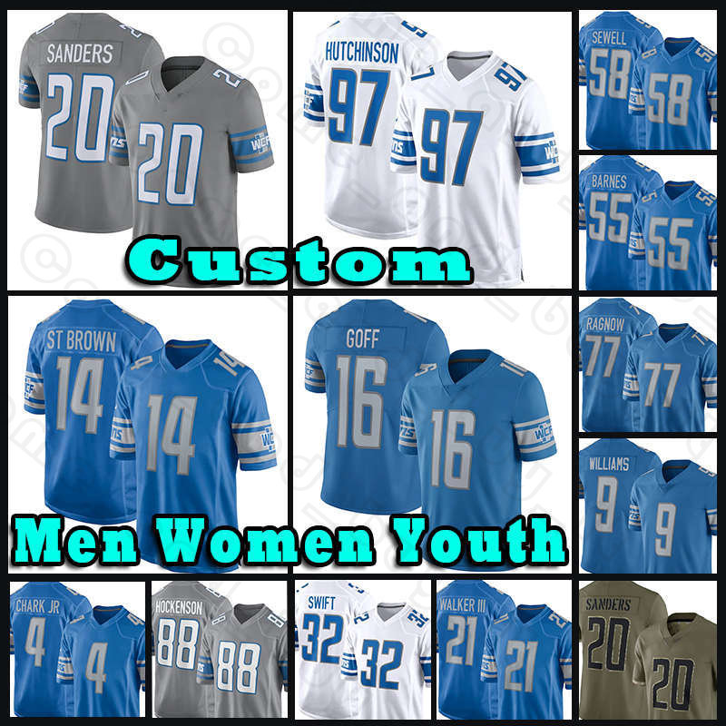 97 Aidan Hutchinson Amon-Ra St. Brown Football Jerseys T.J. Hockenson D'Andre Swift Jared Goff Malcolm Rodriguez Jameson Williams Lions Barry Sanders Penei Sewell Fox, Custom men (x s)
97 Aidan Hutchinson Amon-Ra St. Brown Football Jerseys T.J. Hockenson D'Andre Swift Jared Goff Malcolm Rodriguez Jameson Williams Lions Barry Sanders Penei Sewell Fox, Custom men (x s)