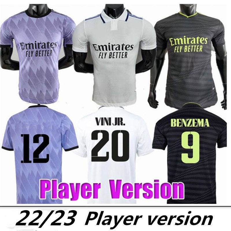 22/23 Player Version Soccer Jerseys Camiseta 3rd Green #20 VINI JR. #25 CAMAVINGA #9 BENZEMA #10 MODRIC TCHOUAMENI Home Shirt Men #15 VALVERDE 21 RODRYGO Away