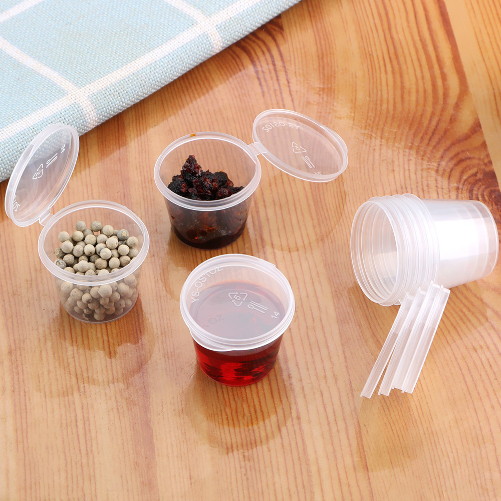 Storage Bottles Jars Wholesale 100pcs Disposable Clear Plastic Sauce Pot 30ml Chutney Cups Slime Container Box With Lids Kitchen Organizer 220930 - view 3