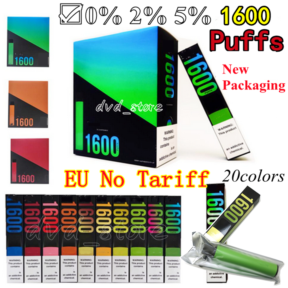 New Puff 1600 E Cigarettes 0% 2% 5% Vapes Disposable Vape Pen 1600Puffs Pens 6.5ml Pre-Filed 20Colors vapors vaper ecigs OEM VS flex ecigar Sample puffes duty free
New Puff 1600 E Cigarettes 0% 2% 5% Vapes Disposable Vape Pen 1600Puffs Pens 6.5ml Pre-Filed 20Colors vapors vaper ecigs OEM VS flex ecigar Sample puffes duty free