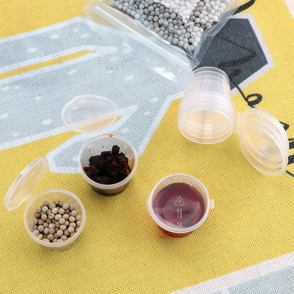 Storage Bottles Jars Wholesale 100pcs Disposable Clear Plastic Sauce Pot 30ml Chutney Cups Slime Container Box With Lids Kitchen Organizer 220930 - view 7