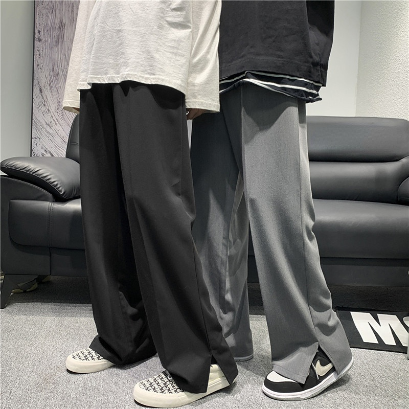 Mens Pants Summer Fashion Casual Trousers Men Loose Straight Side Men Suit Pants Korean Casual Pants Boutique Clothing 220929
