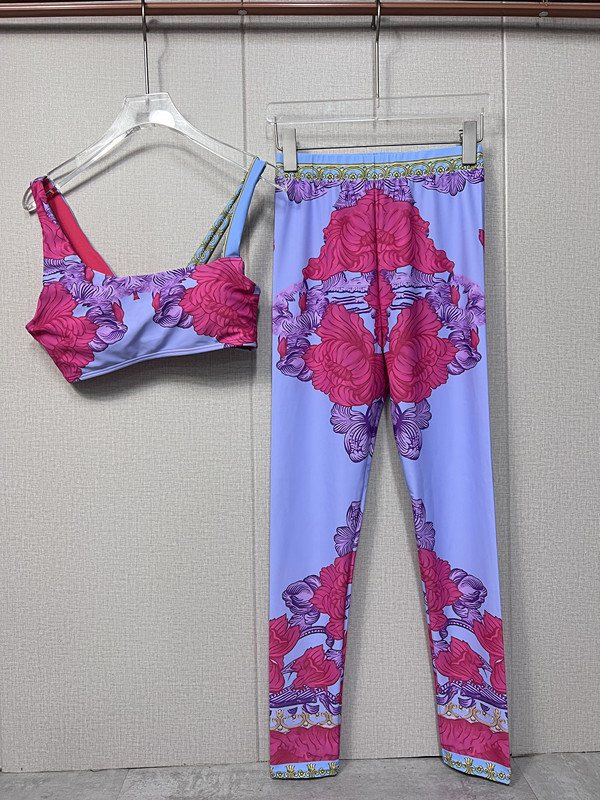 23ss Women's Tracksuits Piece Pants Bra sets outfit Womens Tracksuits Designer Yoga logo brand camisole and slim-fit leggings 2 pieces suit Apparel Wholesale