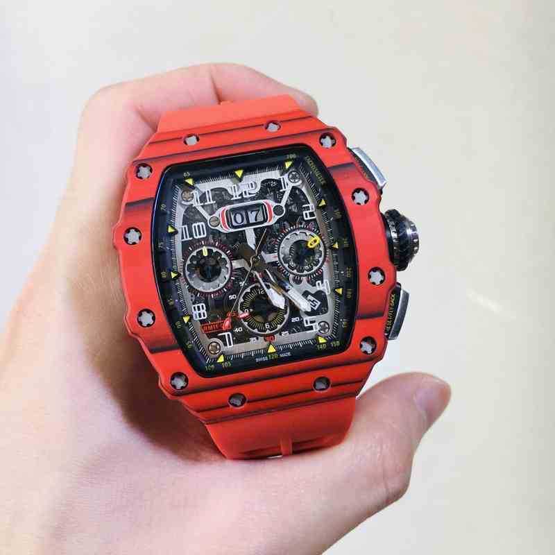 Watch Designer Luxury Mens Mechanical Business Men's Carbon Fiber Fully Automatic Multifunctional Wine Barrel Richa Milles Fashion Tr 8PX6, Red carbon fiber
Watch Designer Luxury Mens Mechanical Business Men's Carbon Fiber Fully Automatic Multifunctional Wine Barrel Richa Milles Fashion Tr 8PX6, Red carbon fiber