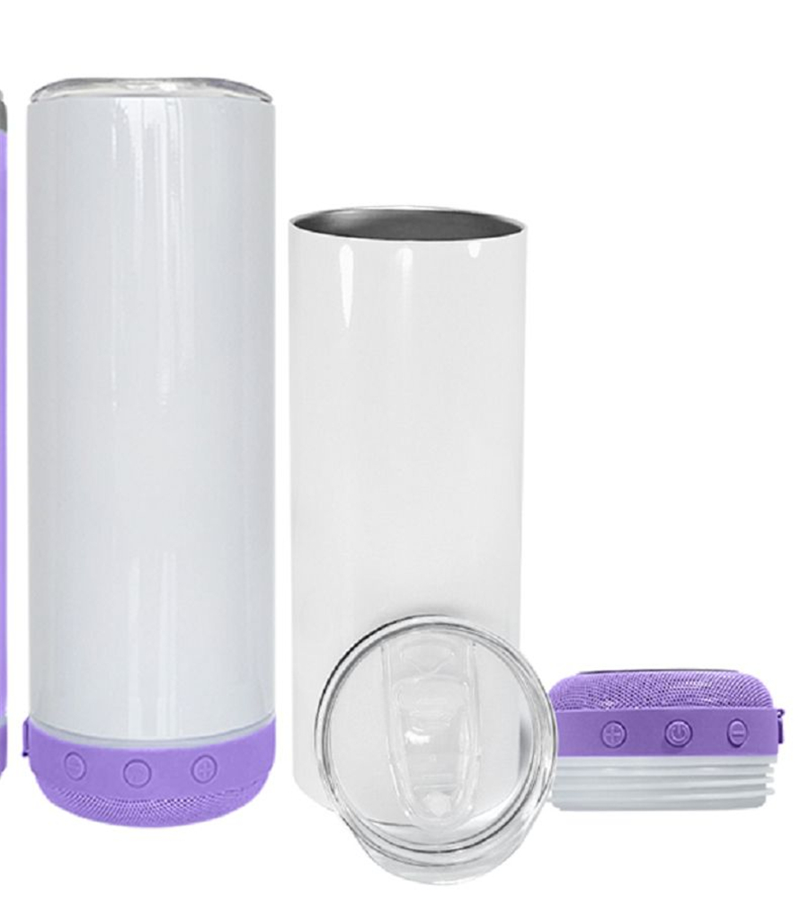 US warehouse 20oz Sublimation Bluetooth Speaker Tumbler Blank Design Cup White Portable Wireless Speakers Travel Mug Smart Music Cups Wholesale Straw