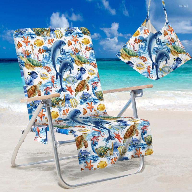 

Chair Covers Ocean Fish Print Small Recliner Cover Microfiber Beach With Pocket Portable Summer Deck Towel 150x73cm