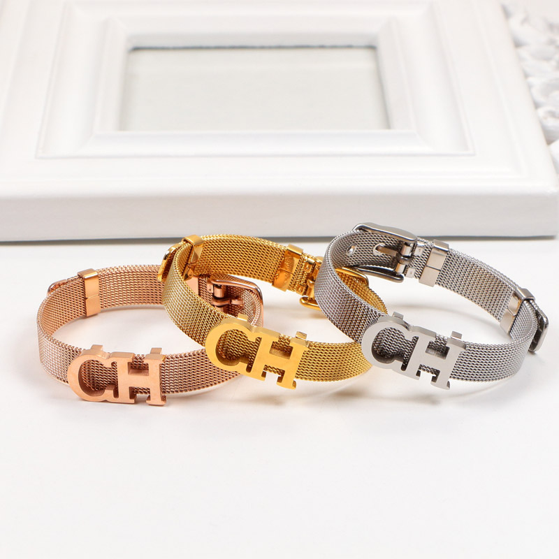 Luxury Bangle Charm Love Bracelets Fashion Mesh Watch Strap Bracelet For Women Gift 316L Stainless Steel CH Alphabet Band Jewelry
Luxury Bangle Charm Love Bracelets Fashion Mesh Watch Strap Bracelet For Women Gift 316L Stainless Steel CH Alphabet Band Jewelry