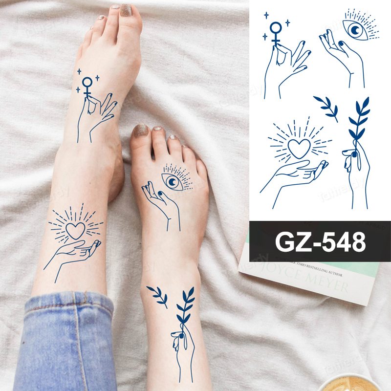 Temporary Tattoos 8pcs lot herbal juice tattoo stickers semi permanent lasting women waterproof sweat plant ink rose flowers 220930