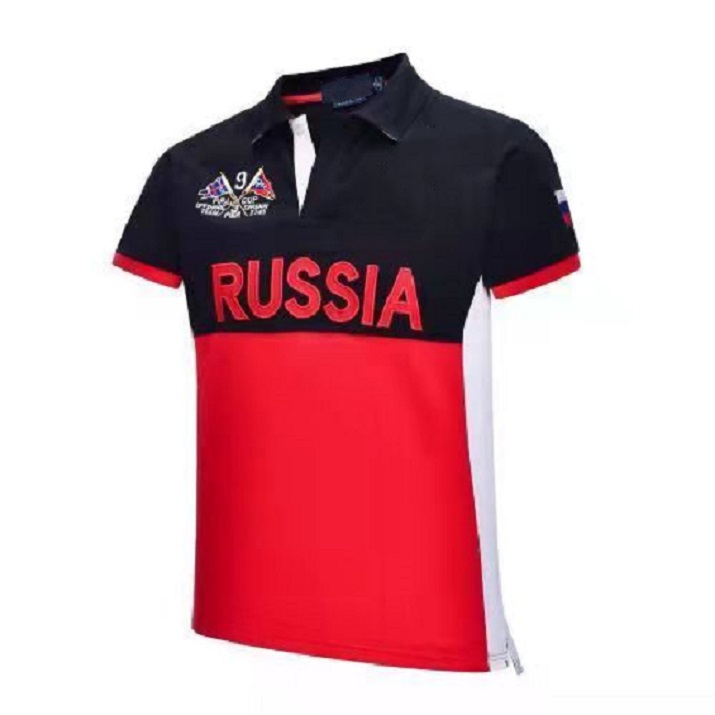 2024 Wholesale summer sailing men's sports shirt t-shirt stand-up collar men's youth short-sleeved t-shirt swiss whiteS-5XL
