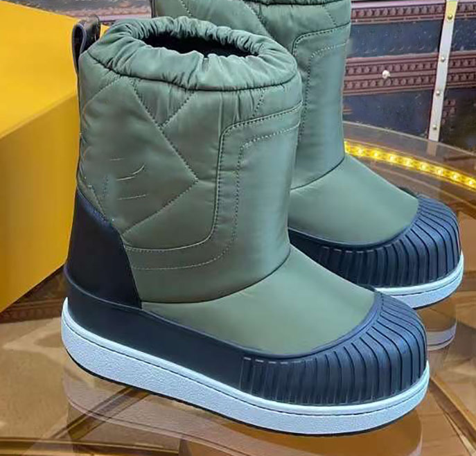 Down material boot Color blocking thick bottom low heel short boots women's all wool warm fashion front zipper design two-color options