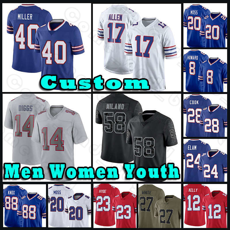 17 Josh Allen Stefon Diggs Football Jersey Von Miller Dawson Knox Micah Hyde Kaiir Elam James Cook Billes Tre'Davious White James Cook Matt Milano Poye Isaiah McKenzie, Custom men (b e)
17 Josh Allen Stefon Diggs Football Jersey Von Miller Dawson Knox Micah Hyde Kaiir Elam James Cook Billes Tre'Davious White James Cook Matt Milano Poye Isaiah McKenzie, Custom men (b e)