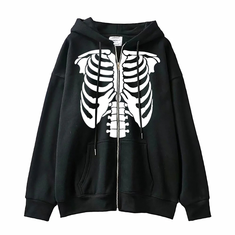 Women's Hoodies Sweatshirts Skeleton Zipper Hoodie Y2K Harajuku Long Sleeve Sweatshirt Skull Anime Men Women Jacket Gothic Loose Streetwear 220930, Black
Women's Hoodies Sweatshirts Skeleton Zipper Hoodie Y2K Harajuku Long Sleeve Sweatshirt Skull Anime Men Women Jacket Gothic Loose Streetwear 220930, Black
