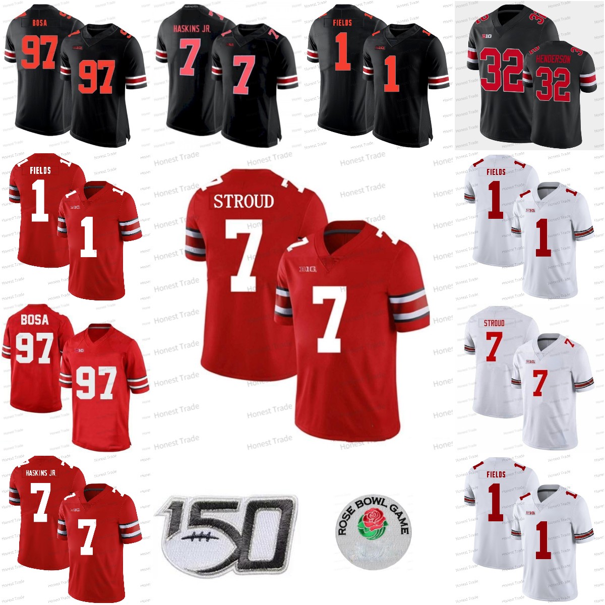 American College Football Wear NCAA College Football Jerseys Ohio State Buckeyes 1 Justin Fields Stroud7 Haskins Jr 97 Nick Bosa 32 Henderson 15 Elliott 150 TH Mens, Men jersey+rose patch
American College Football Wear NCAA College Football Jerseys Ohio State Buckeyes 1 Justin Fields Stroud7 Haskins Jr 97 Nick Bosa 32 Henderson 15 Elliott 150 TH Mens, Men jersey+rose patch