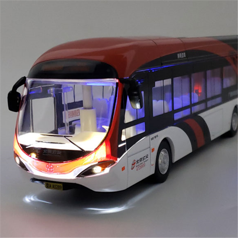 Diecast Model car Electric Tourist Toy Traffic Bus Alloy Car Simulation Metal City With Sound and Light Kids Gift 220930