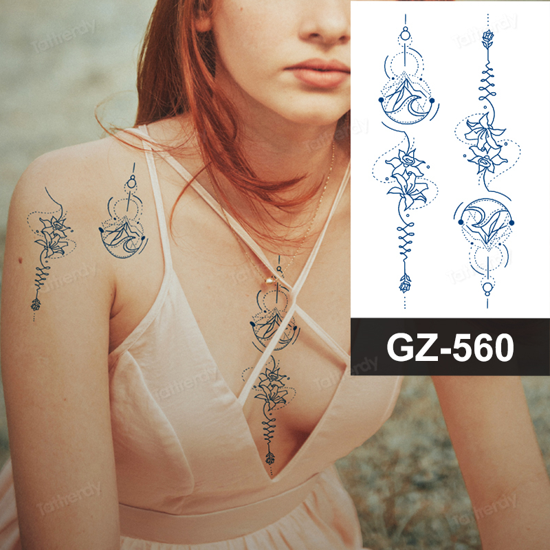 Temporary Tattoos 8pcs lot herbal juice tattoo stickers semi permanent lasting women waterproof sweat plant ink rose flowers 220930