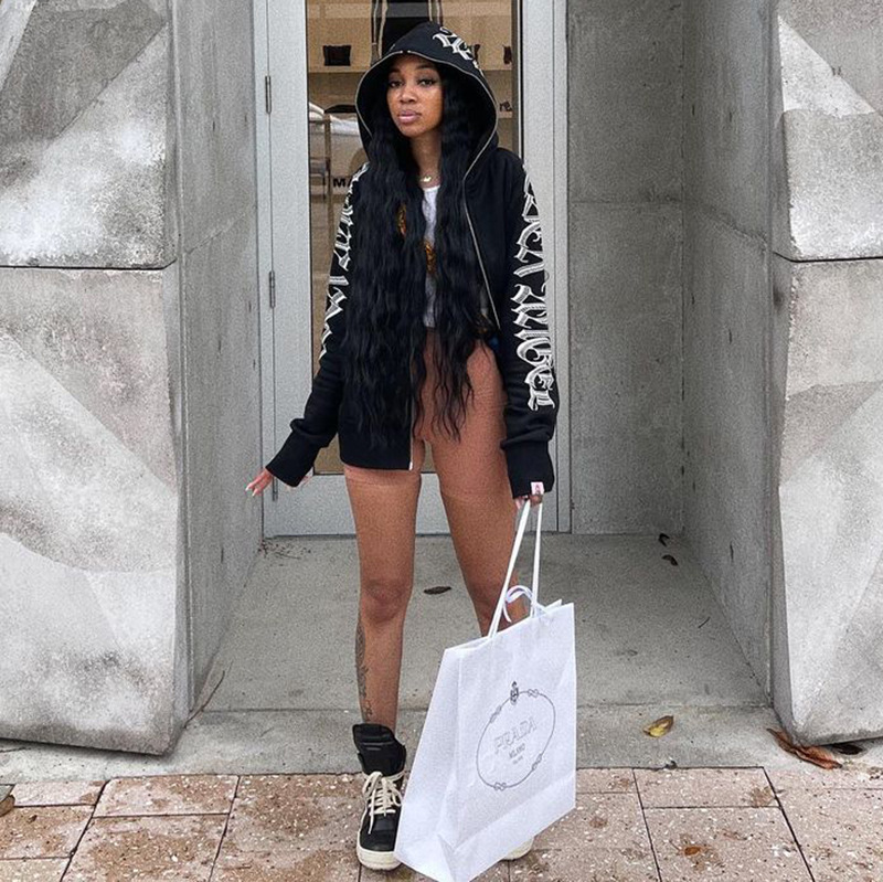 Women's Hoodies Sweatshirts ANJAMANOR Letter Printed Zip Up Hoodie Streetwear Women Cyber Y2k Jackets Cardigan Gothic Punk Clothes D85-DB45 22093