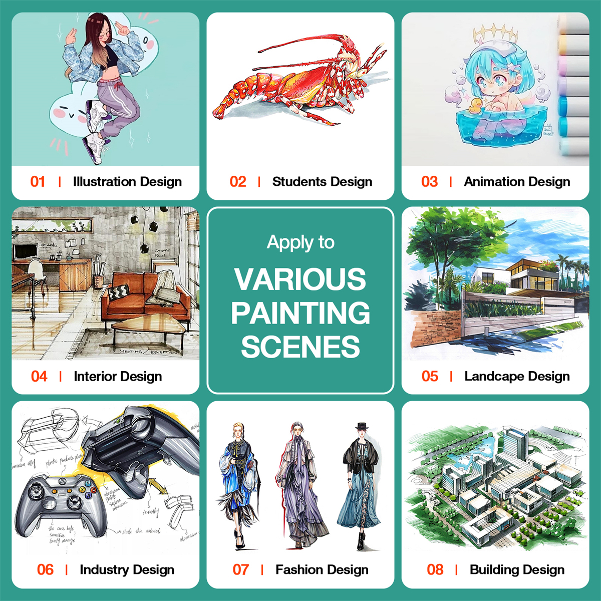 Markers 30/40/60/80/168 Colors Manga Sketching Alcohol Felt Dual Brush Pen Art School Supplies Drawing Set 220929