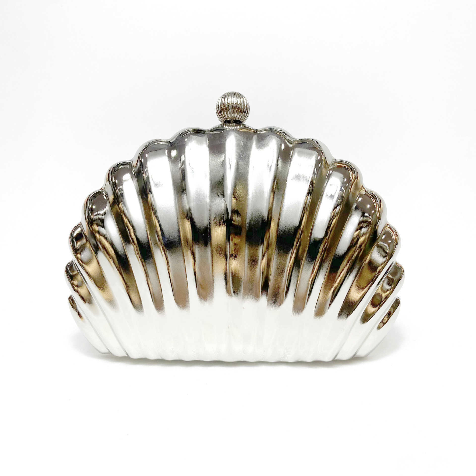 Evening Bags 2022 New Metal Evening Clutch Purse Shell Shaped Wedding Wallets Mini Banquet Shoulder Bags 3 Colors Drop Shipping L220929